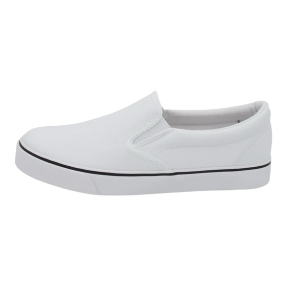 Unisex White Low Top Slip On Canvas Sneakers Womens 11 12 or Mens 9 New - Picture 3 of 7